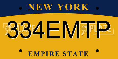 334EMTP New York License Plate