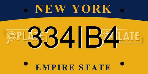 334IB4 New York License Plate