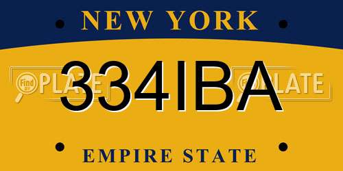 334IBA New York License Plate