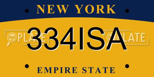 334ISA New York License Plate