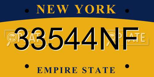 33544NF New York License Plate