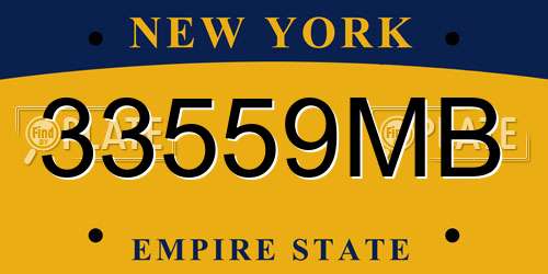 33559MB New York License Plate