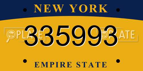 335993 New York License Plate