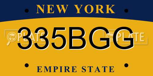 335BGG New York License Plate