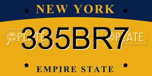 335BR7 New York License Plate