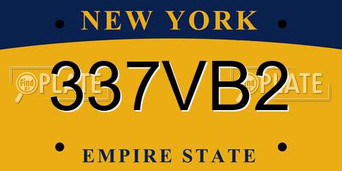 337VB2 New York License Plate