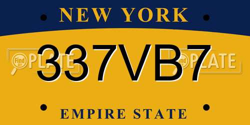 337VB7 New York License Plate