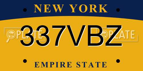 337VBZ New York License Plate