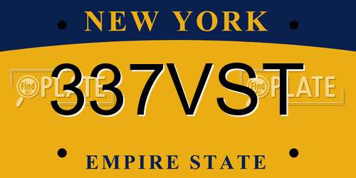 337VST New York License Plate