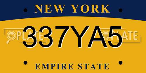 337YA5 New York License Plate