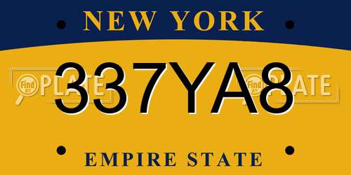 337YA8 New York License Plate