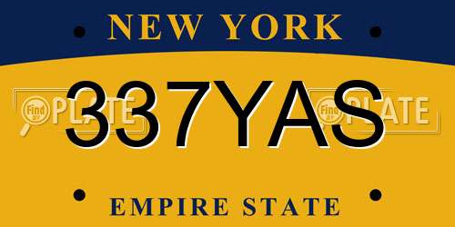 337YAS New York License Plate