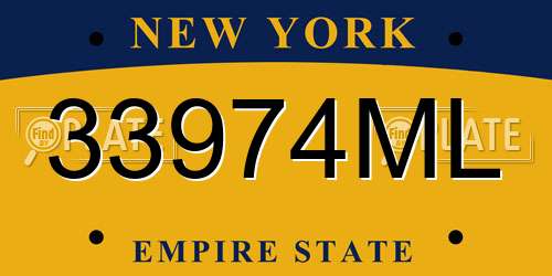 33974ML New York License Plate