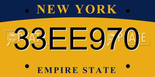 33EE970 New York License Plate