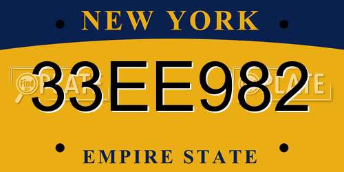 33EE982 New York License Plate