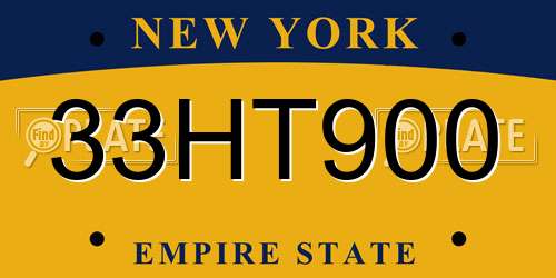 33HT900 New York License Plate