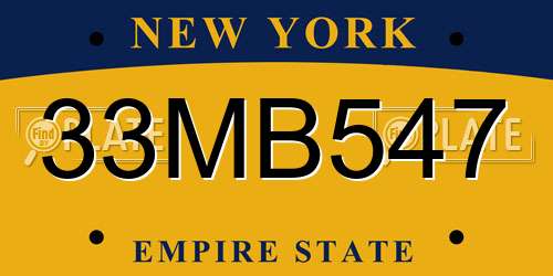 33MB547 New York License Plate