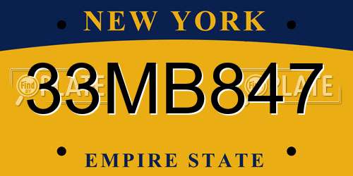 33MB847 New York License Plate
