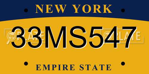 33MS547 New York License Plate