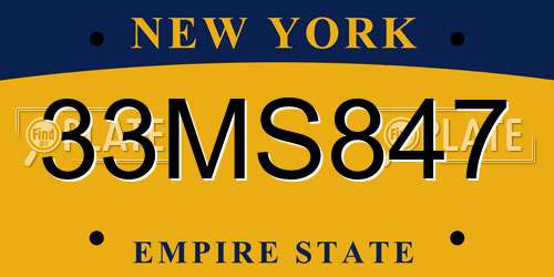 33MS847 New York License Plate