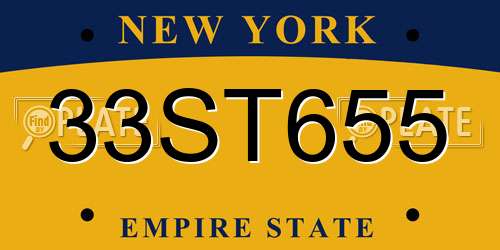 33ST655 New York License Plate