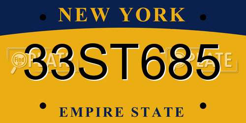 33ST685 New York License Plate