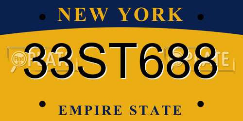 33ST688 New York License Plate