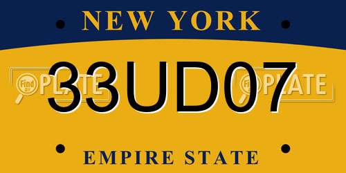 33UD07 New York License Plate