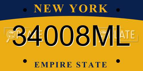 34008ML New York License Plate