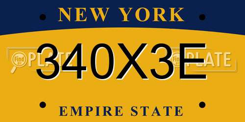 340X3E New York License Plate