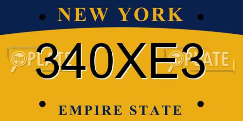 340XE3 New York License Plate