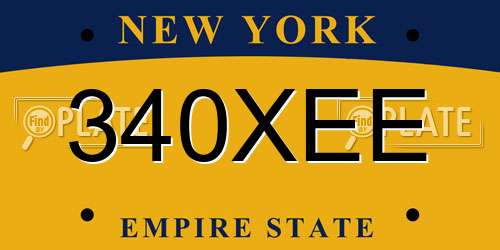 340XEE New York License Plate