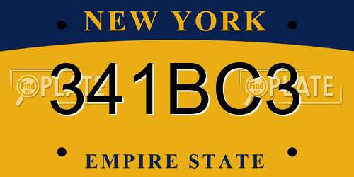 341BC3 New York License Plate