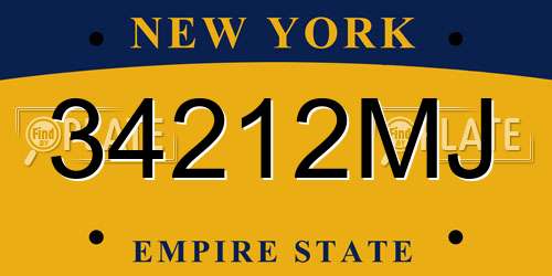 34212MJ New York License Plate