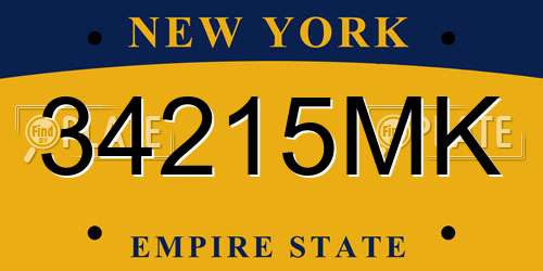 34215MK New York License Plate