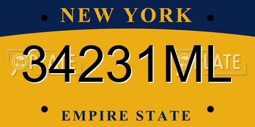 34231ML New York License Plate