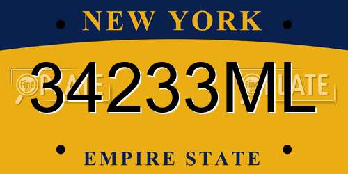 34233ML New York License Plate