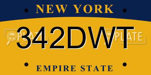 342DWT New York License Plate