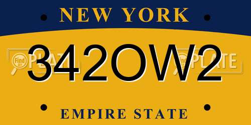 342OW2 New York License Plate