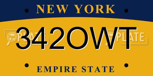 342OWT New York License Plate