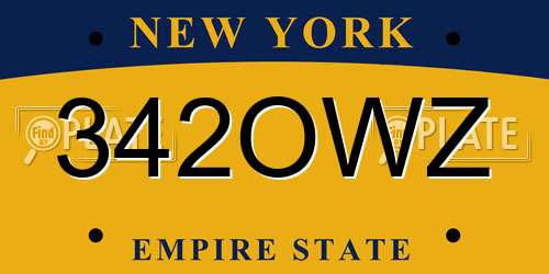 342OWZ New York License Plate