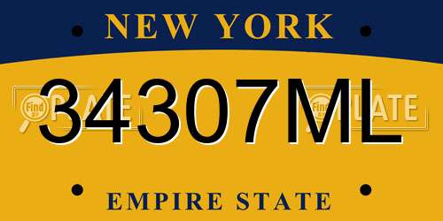 34307ML New York License Plate