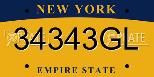 34343GL New York License Plate
