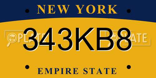 343KB8 New York License Plate