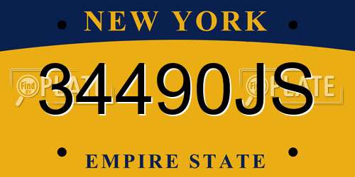 34490JS New York License Plate