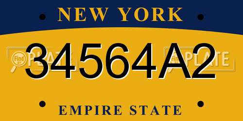 34564A2 New York License Plate