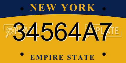 34564A7 New York License Plate