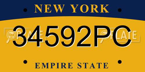 34592PC New York License Plate