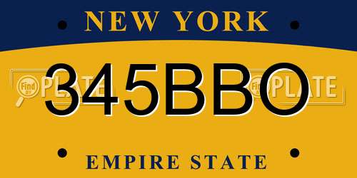 345BBO New York License Plate