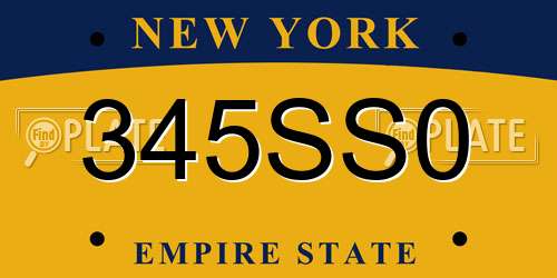 345SS0 New York License Plate